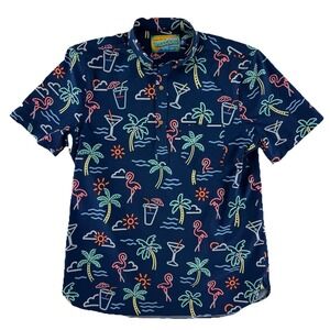 Chubbies Weekend The Nutter Polo‎ Shirt Mens Large Hawaiian Tropical Flamingo